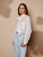 Orin Spot Bow Shirt Pearled White / Z