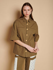 Folke Boxy Shirt Khaki Green / Z