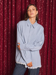 Lacerta Lace Trim Shirt Baby Blue / Z