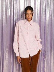 Dex Ruffle Stripe Shirt Tan Pink / Z