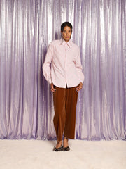 Dex Ruffle Stripe Shirt Tan Pink / Z