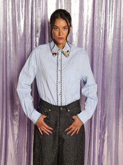 Sable Brooch Shirt Baby Blue / Z
