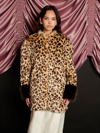 Malone Faux Fur Leopard Coat Leopard Tan / Z