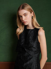 Frieze Jacquard Bow Dress Coal Black / Z