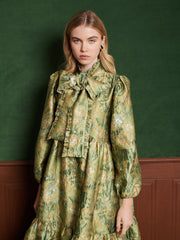 Nord Jacquard Bow Dress Lime Green / Z