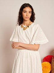 Blanca Broderie Anglaise Maxi Dress Pearled White / Z