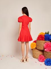 Pepper Ruffle Mini Dress Vermillon Red / Z