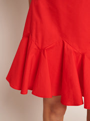 Pepper Ruffle Mini Dress Vermillon Red / Z