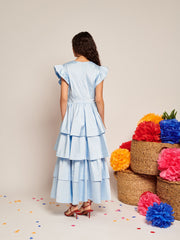 Feria Tiered Midi Dress Pastel Blue / Z