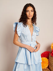 Feria Tiered Midi Dress Pastel Blue / Z