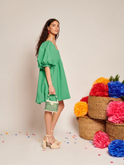 Esmeralda Pleated Mini Dress Opal Green / Z