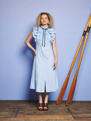 Glassy Ruffle Pleat ミディワンピース