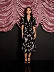 Ripple Bow Embellished ミディワンピース