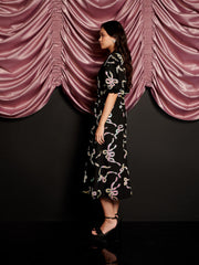 Ripple Bow Embellished Midi Dress Coal Black / Z