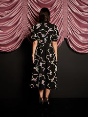 Ripple Bow Embellished Midi Dress Coal Black / Z