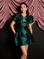 Lili Jacquard Mini Dress Emerald Green / Z