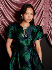 Lili Jacquard Mini Dress Emerald Green / Z