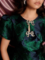 Lili Jacquard Mini Dress Emerald Green / Z