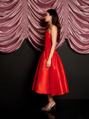 Quartet Taffeta Midi Dress Ruby Red / Z