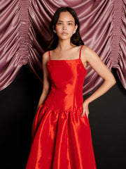 Quartet Taffeta Midi Dress Ruby Red / Z