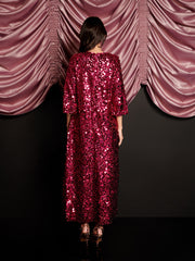 Empire Sequin Midi Dress Fuschia Pink / Z