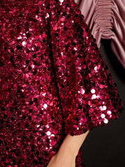 Empire Sequin Midi Dress Fuschia Pink / Z