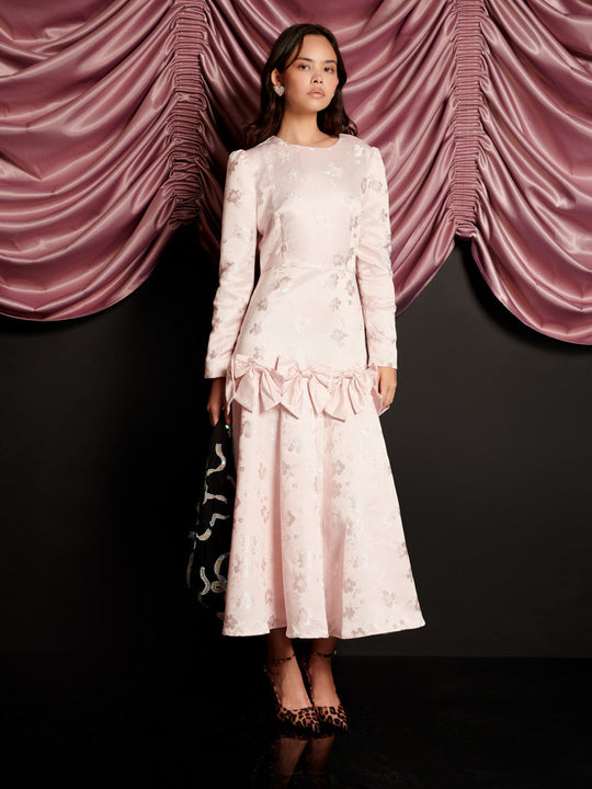 Gloss Jacquard Midi Dress Nude Pink / Z