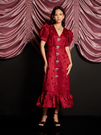 Carnival Hearts Midi Dress Opera Red / Z