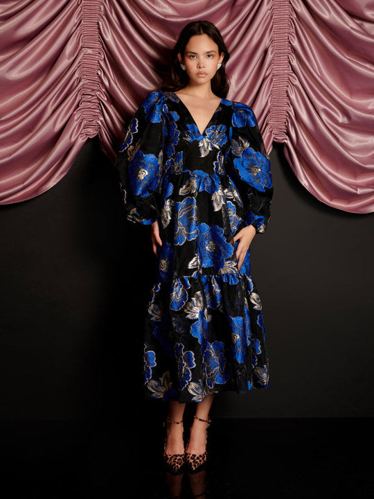 Blues Jacquard Midi Dress Royal Blue / Z