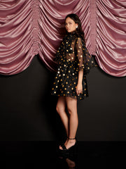 Swing Spot Organza Mini Dress Gold & Black / Z