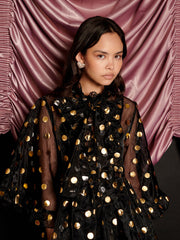 Swing Spot Organza Mini Dress Gold & Black / Z