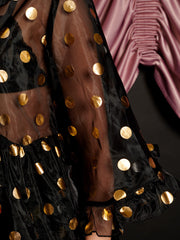 Swing Spot Organza Mini Dress Gold & Black / Z