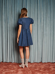 Daze Embellished Denim Mini Dress Indigo Blue / Z