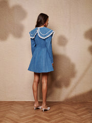 Dappled Denim Mini Dress Washed Blue / Z