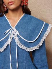 Dappled Denim Mini Dress Washed Blue / Z