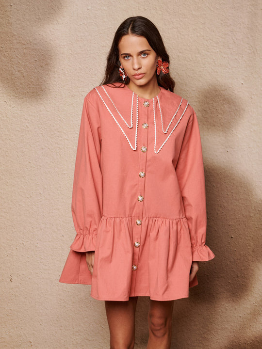 Alba Denim Mini Dress Coral Red / Z