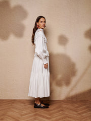 Light Language Shirring Maxi Dress Pearled White / Z