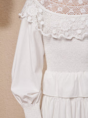 Light Language Shirring Maxi Dress Pearled White / Z