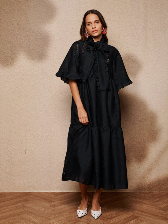 Solace Bow Midi Dress Coal Black / Z