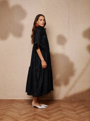 Solace Bow Midi Dress Coal Black / Z