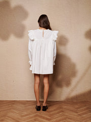 Sol Seeker Ruffle Mini Dress Pearled White / Z