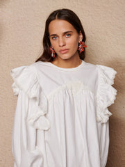 Sol Seeker Ruffle Mini Dress Pearled White / Z