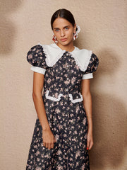 Eclipse Ditsy Midi Dress Dark Navy Blue / Z