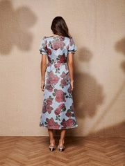 Glowstate Jacquard Wrap Dress Baby Blue / Z