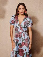 Glowstate Jacquard Wrap Dress Baby Blue / Z