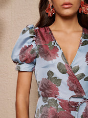 Glowstate Jacquard Wrap Dress Baby Blue / Z