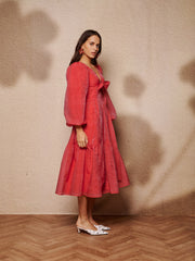 Sunrise Bow Midi Dress Ruby Red / Z