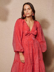 Sunrise Bow Midi Dress Ruby Red / Z