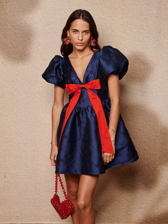 Memories Bow Mini Dress Navy Blue / Z