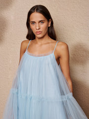 Sway Tulle Ruffle Mini Dress Baby Blue / Z